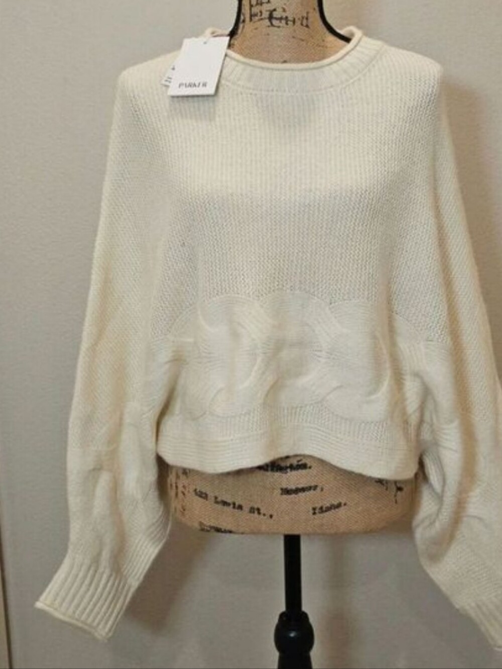 Parker Cream Cable-Textured Crewneck Sweater